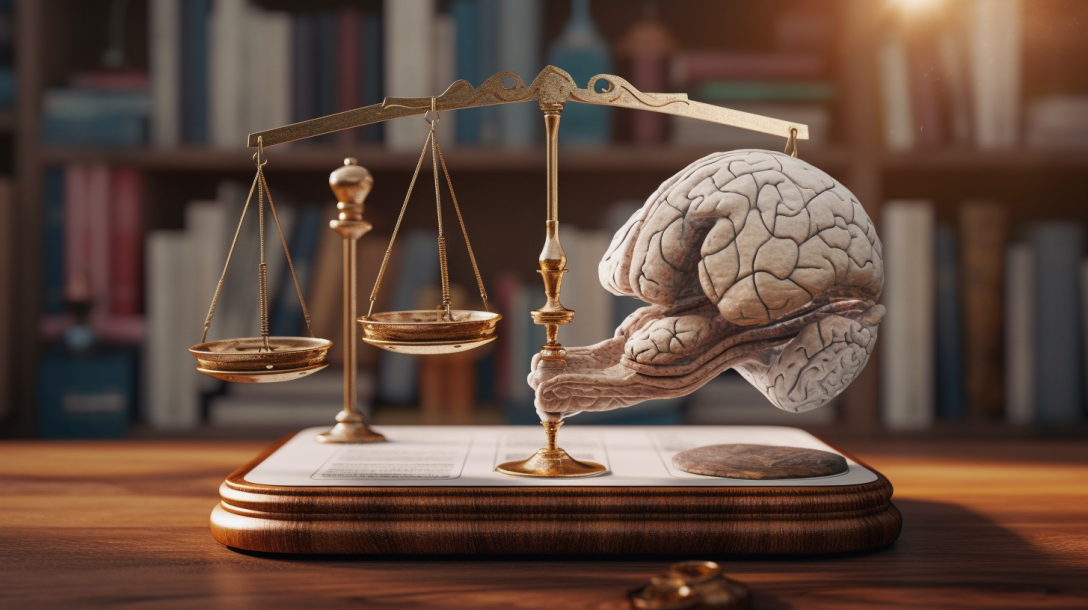 A brain hodling on the the scale of justice