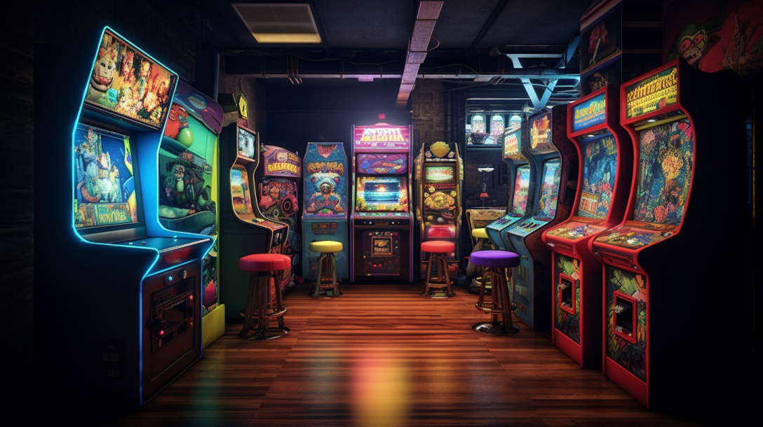 A series of arcade machines
